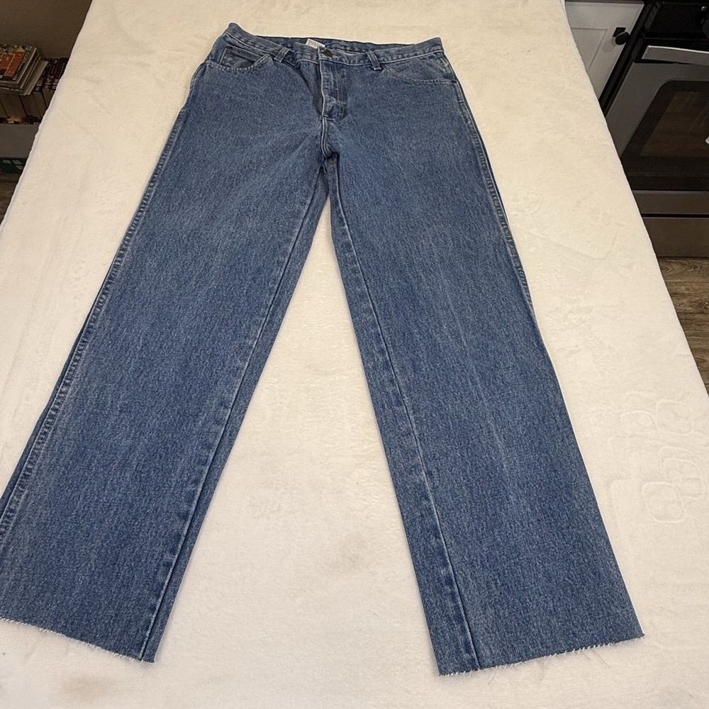 Vintage Calvin Klein Jeans‎ Mens 34x31 USA Made Light Wash Raw Hem Denim 100%